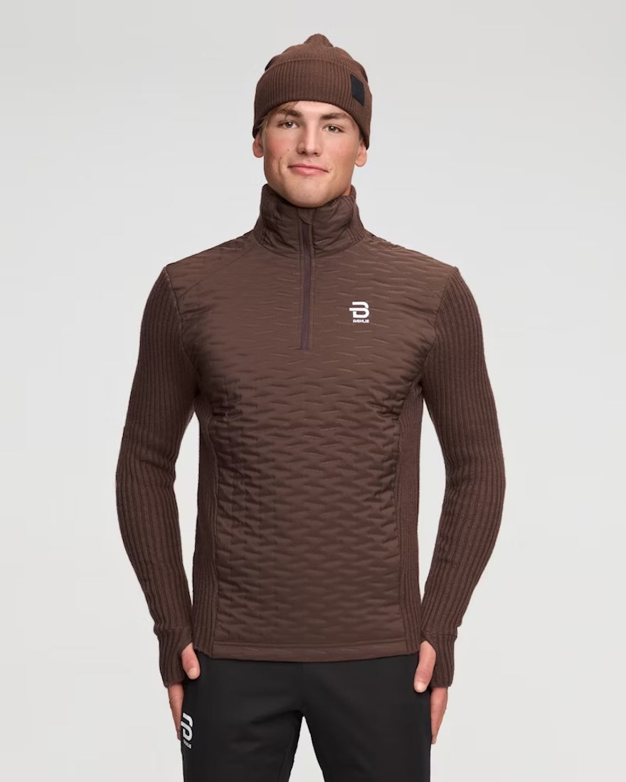 men's daehlie half zip comfy 2.0 midlayer dark brown