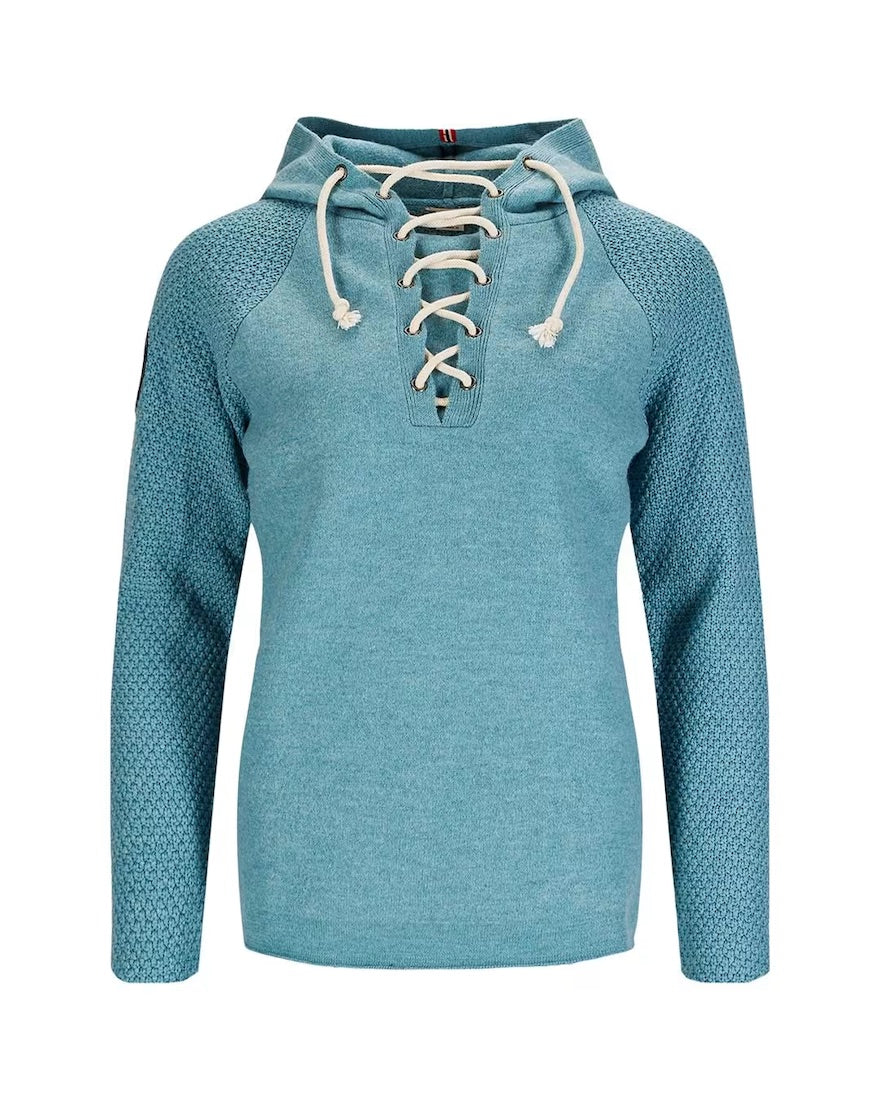 amundsen boiled hoodie laced womens in arctic blue