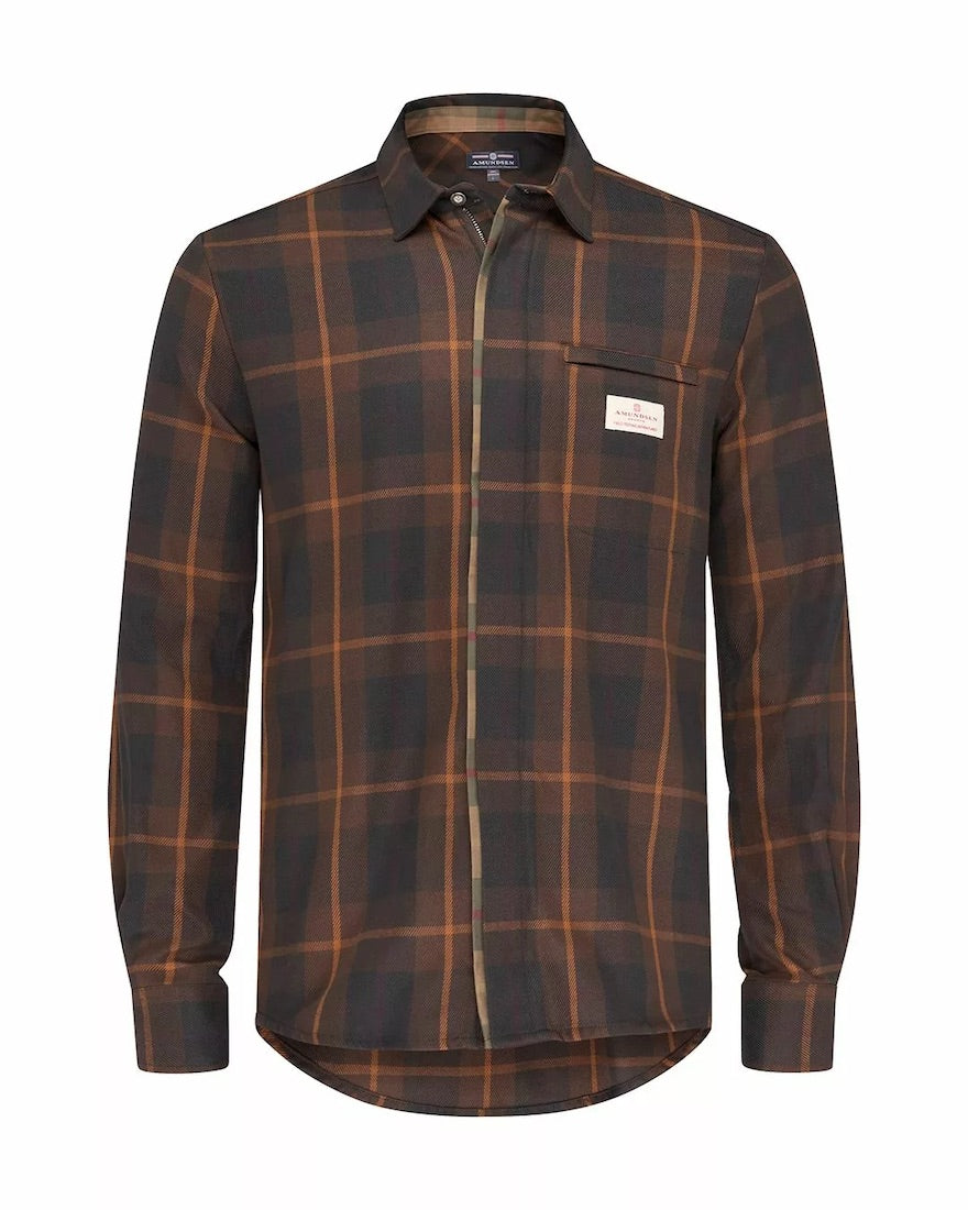 amundsen skauen field shirt in hunter brown checks