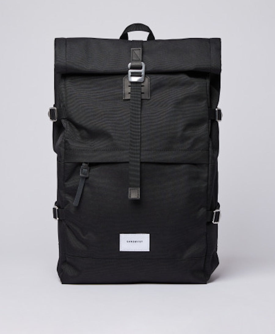 Functional sandqvist bernt backpack with a rolltop in black