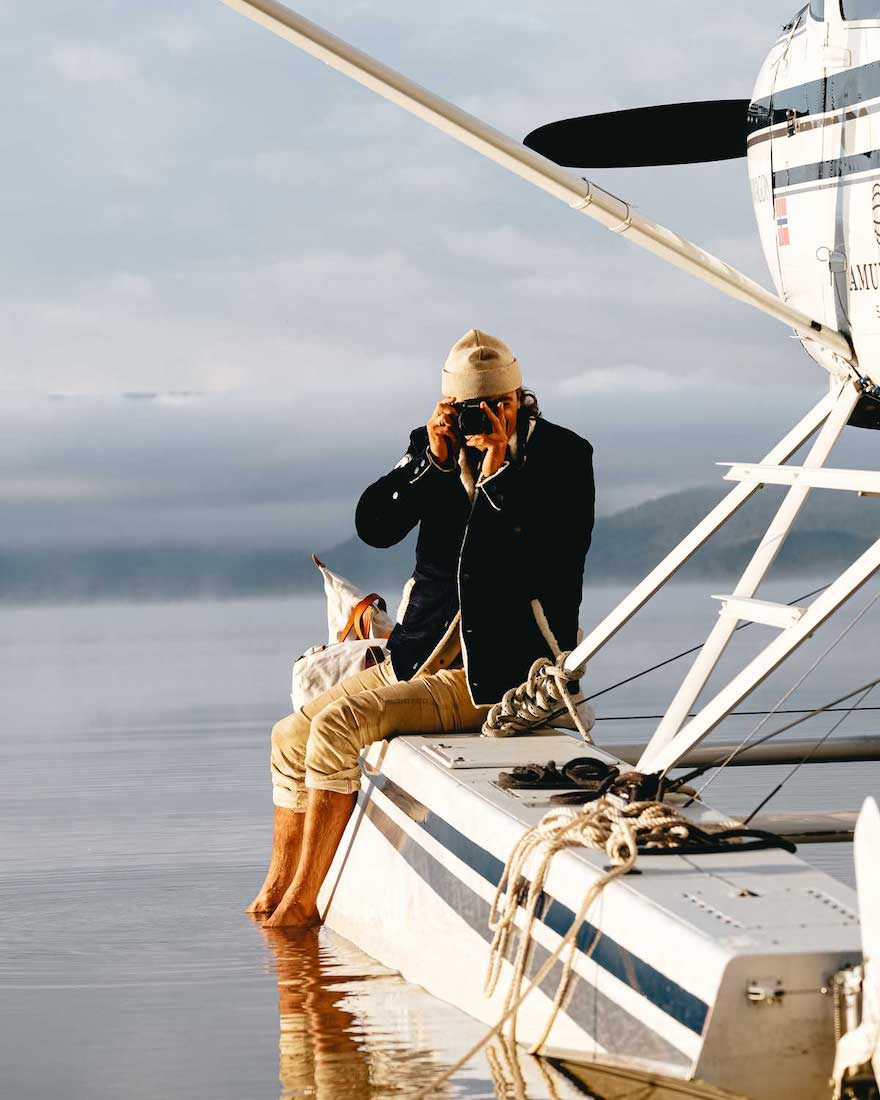 pilot wearing amundsen harvester overshirt