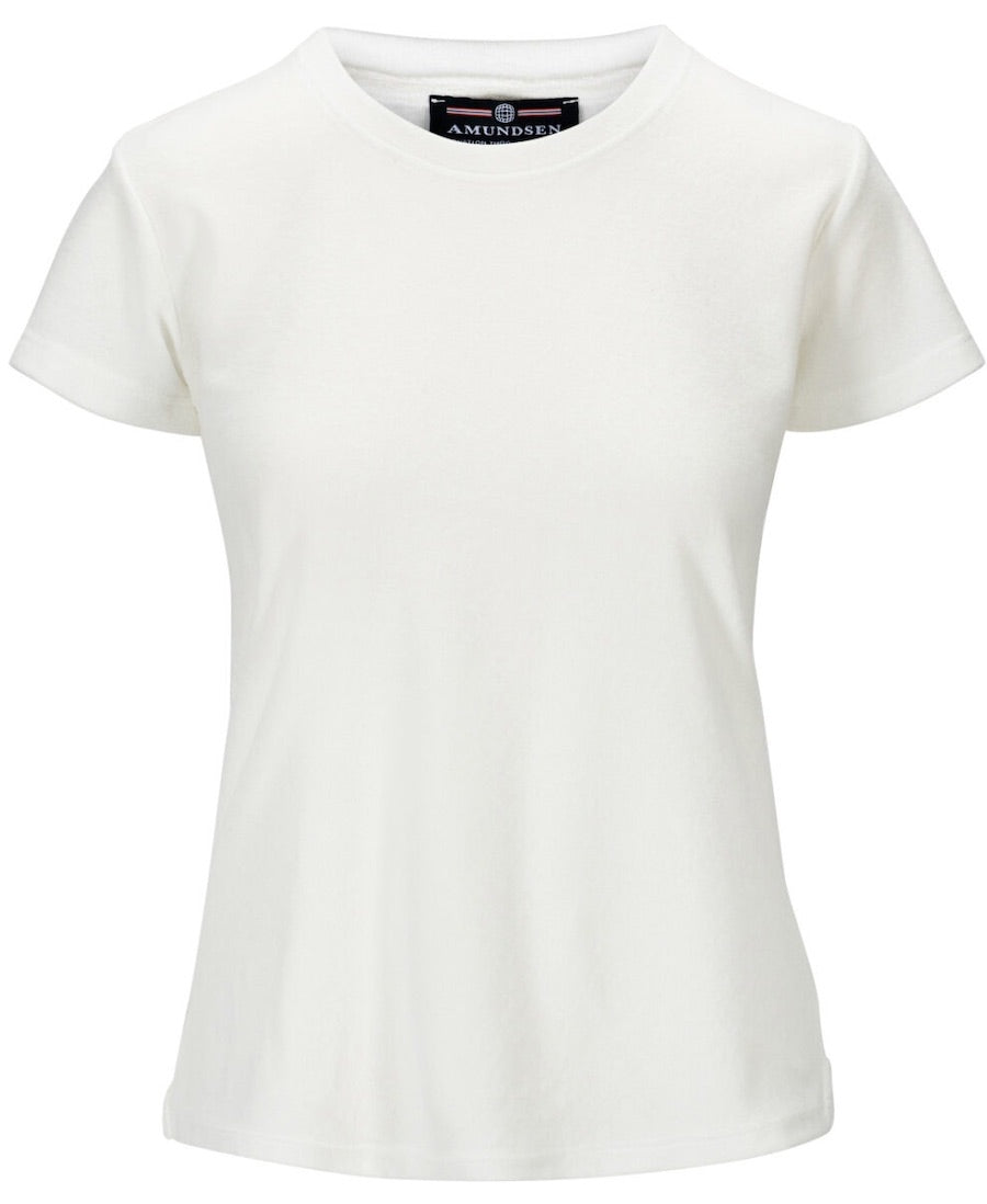 Front view of Odd Terry, terry cloth short sleeve T-shirt in white.