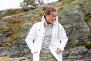 woman outdoors in varg sustainable scandinavian clothing