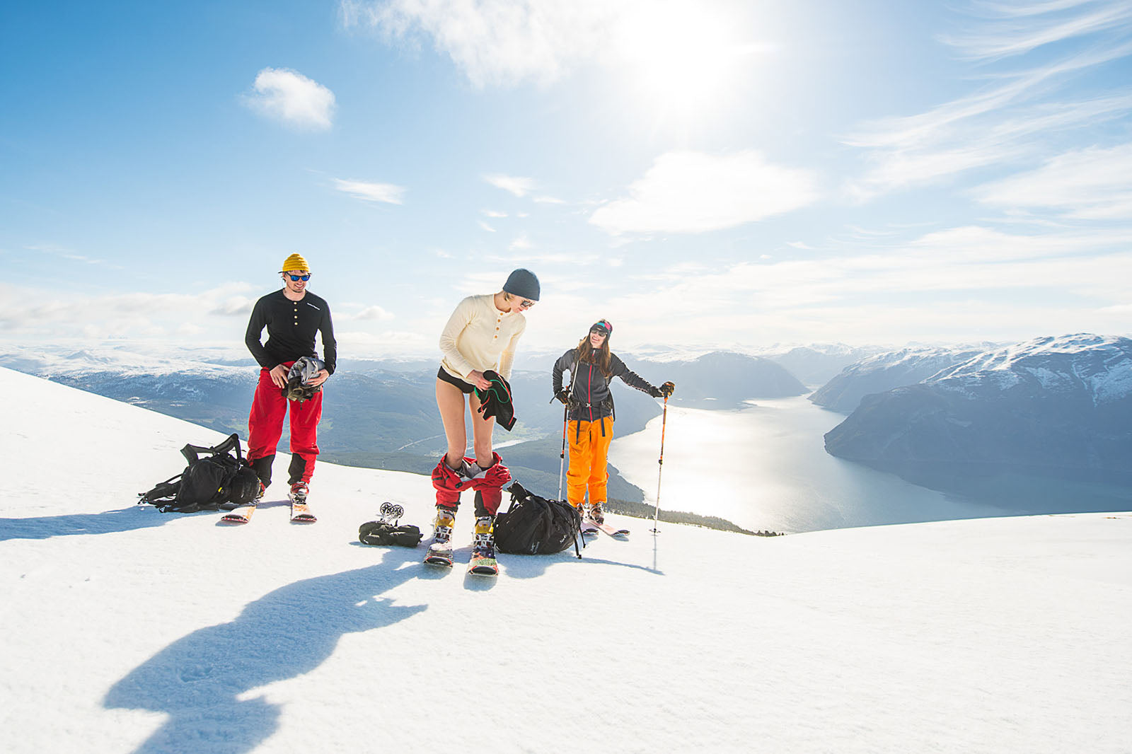 people skiing in northern playground ski clothes