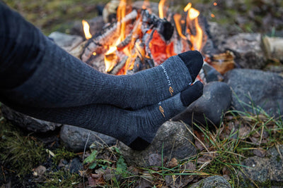 woman camping in ivanhoe of sweden socks