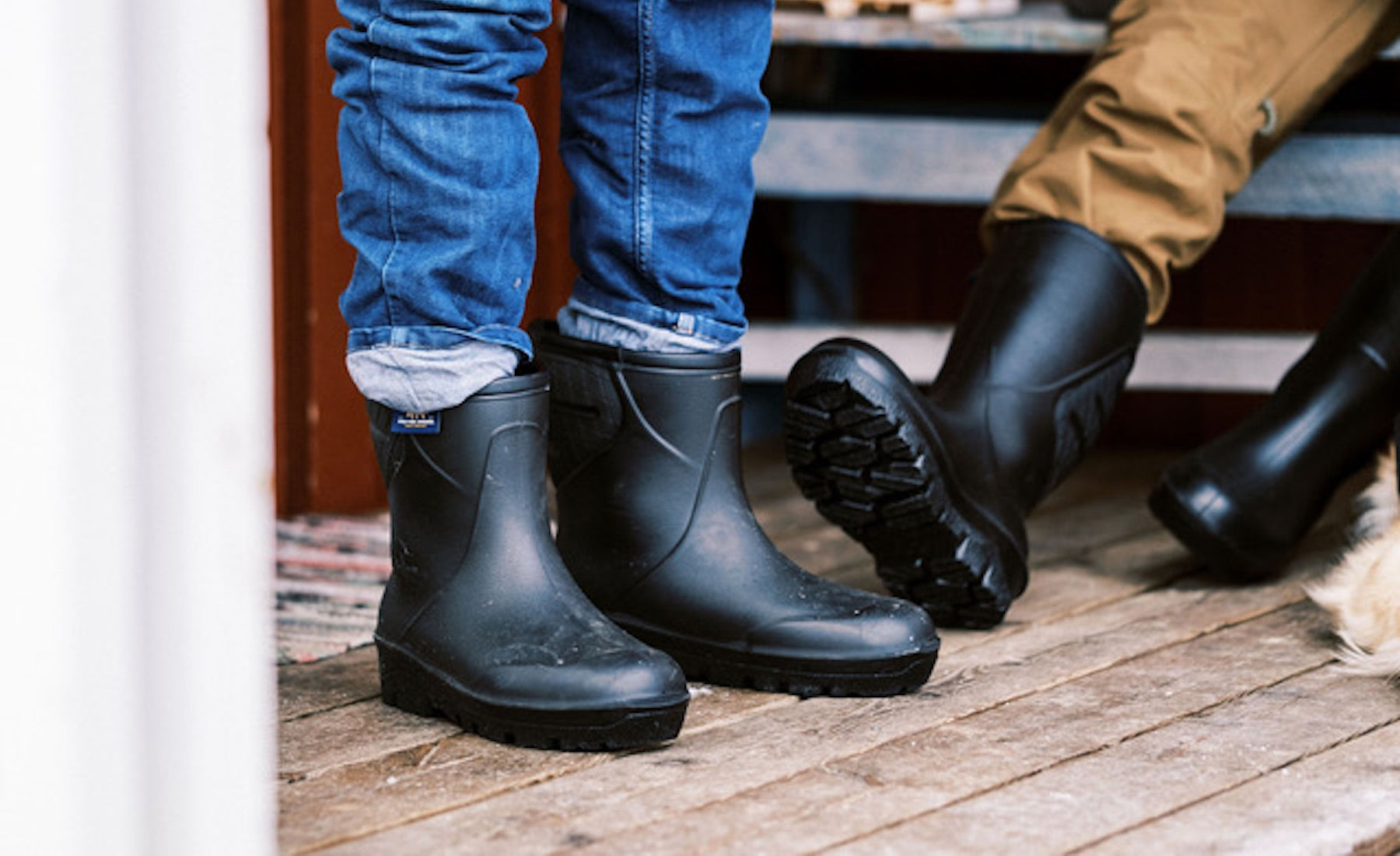 two people wearing polyver sweden boots