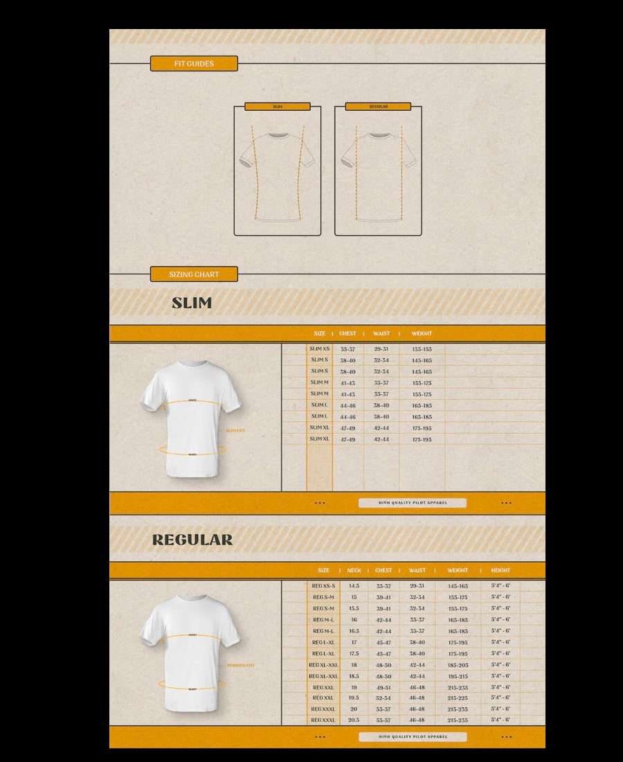 jetseam pilot undershirt size chart