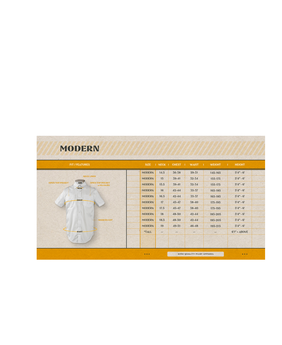 etseam men's pilot shirt size chart
