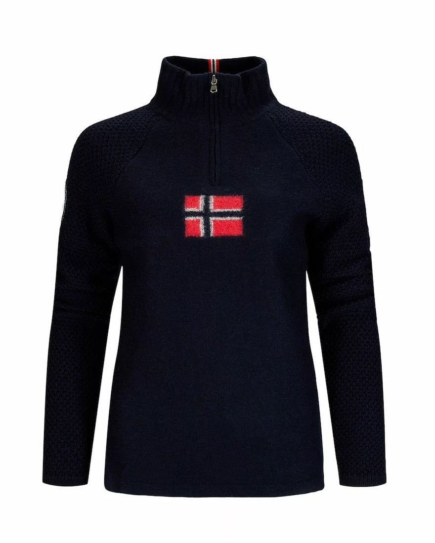 women's amundsen boiled ski sweater in navy flag