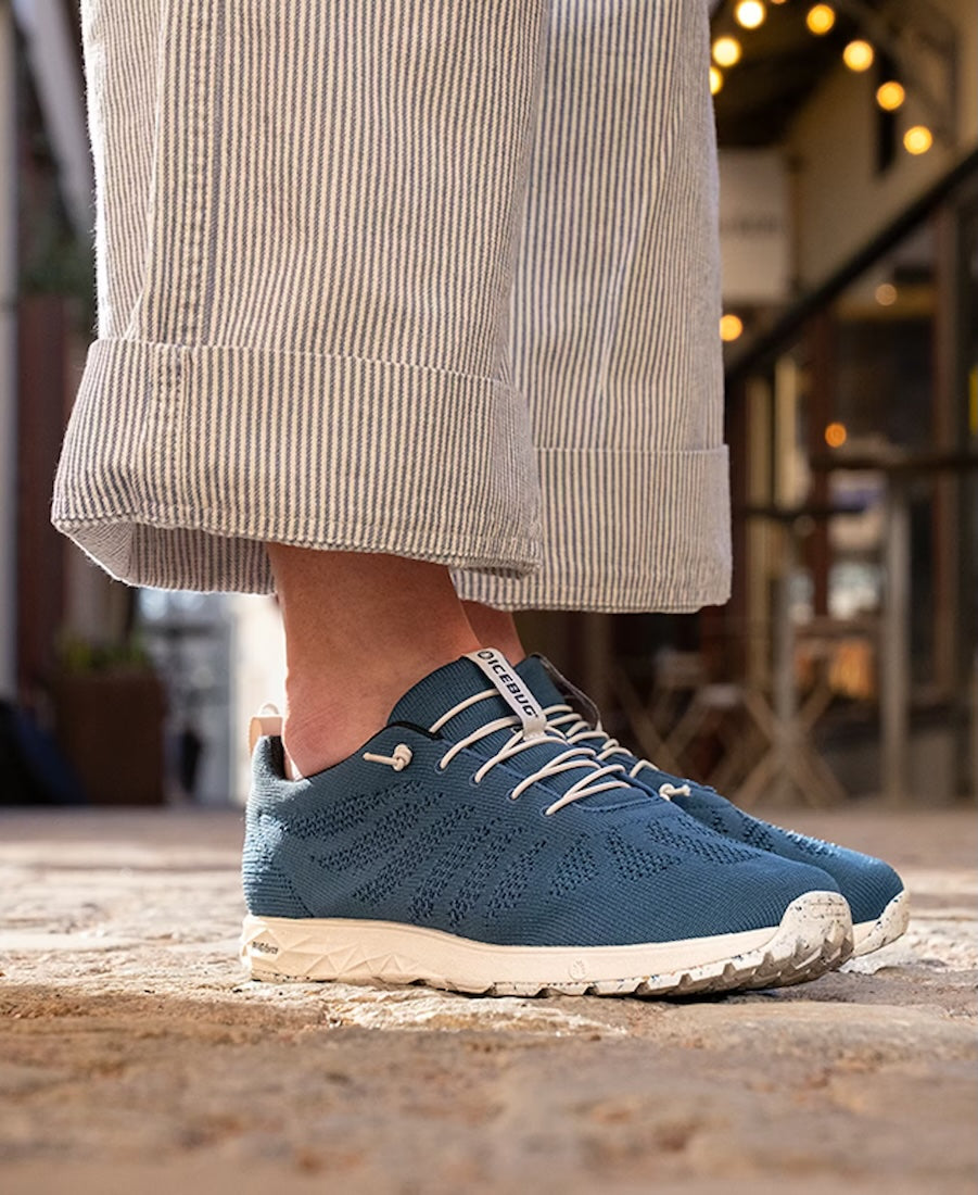 woman wearing icebug eli RB9X shoes in steel blue