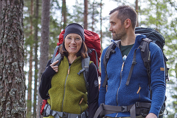 a couple hiking in ivanhoe of sweden wool outdoor apparel