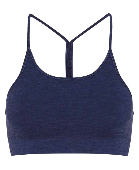 seamless zen bra top in aura blue by moonchild yoga wear for aktiv scandinavian athleisure front view