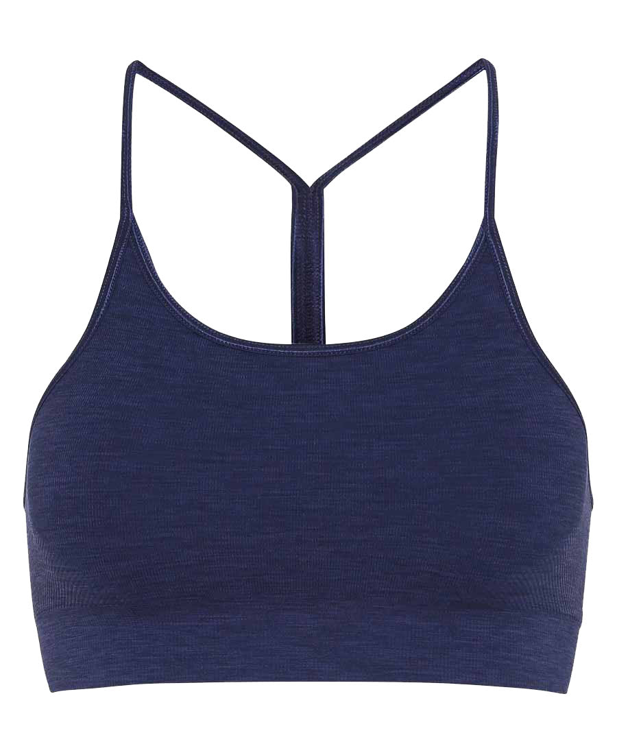 seamless zen bra top in aura blue by moonchild yoga wear for aktiv scandinavian athleisure front view