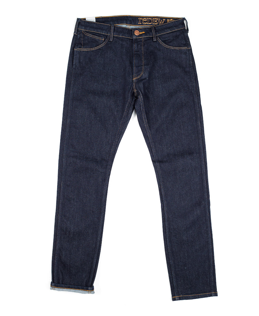Bjork Indigo Preshrunk full front view skinny denim jeans by Redew for Aktiv Scandinavian style womens or unisex