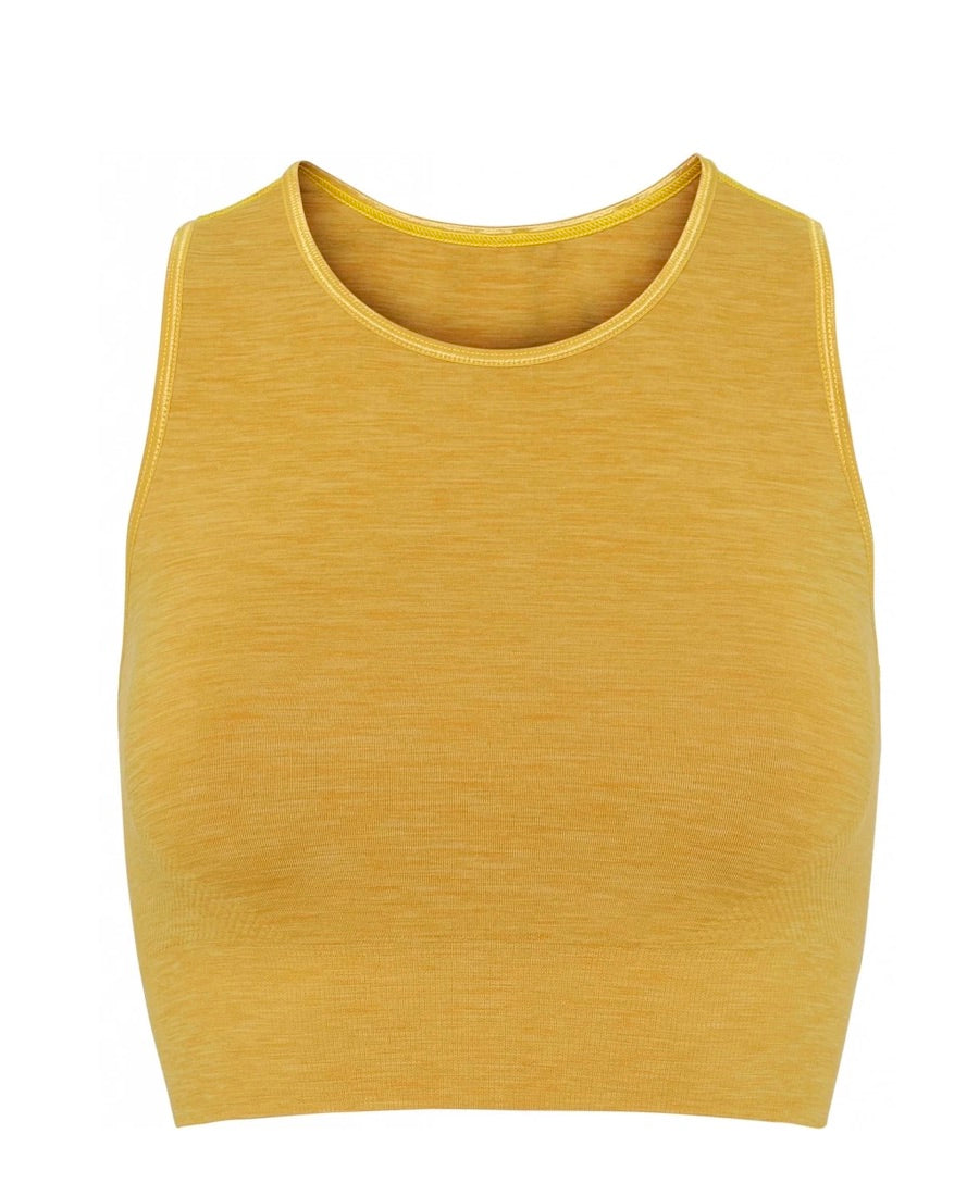 Seamless Crop top in Dandelion Yellow front