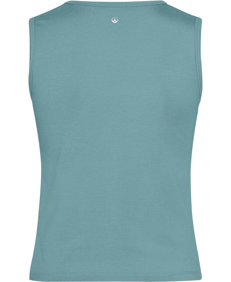 Draped Tank in Britney Turquoise Blue with Wrap at waist