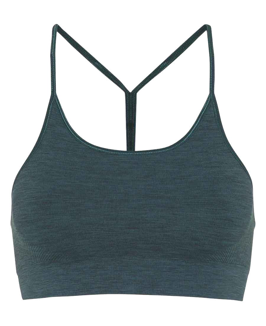 seamless zen bra top in forest green by moonchild yoga wear for aktiv scandinavian athleisure front view