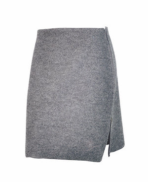 Knee-length skirt with an inverted zipper on the left side by Ivanhoe of Sweden for Aktiv in Gray.
