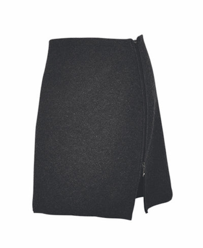 Knee-length skirt with an inverted zipper on the left side by Ivanhoe of Sweden for Aktiv in Black.