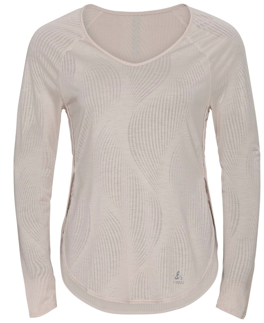 Thin long sleeve running shirt for women in silver front view