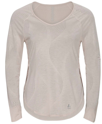 Thin long sleeve running shirt for women in silver front view