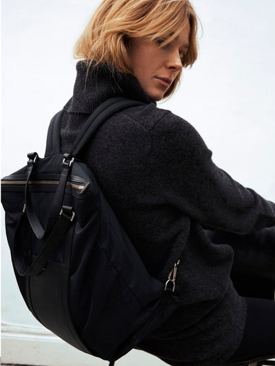 Marta Black Yoga Bag and Backpack by Sandqvist of Stockholm on Model