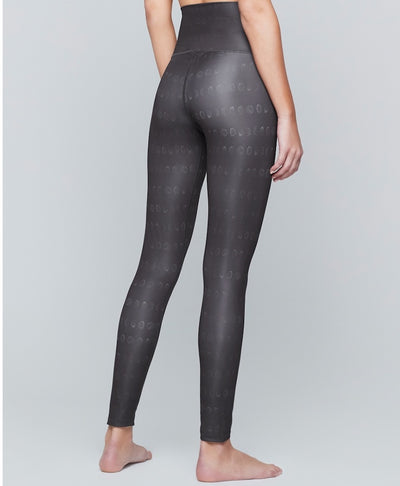 Back view of Silver yoga leggings with moons on them by Moonchild Yoga Wear