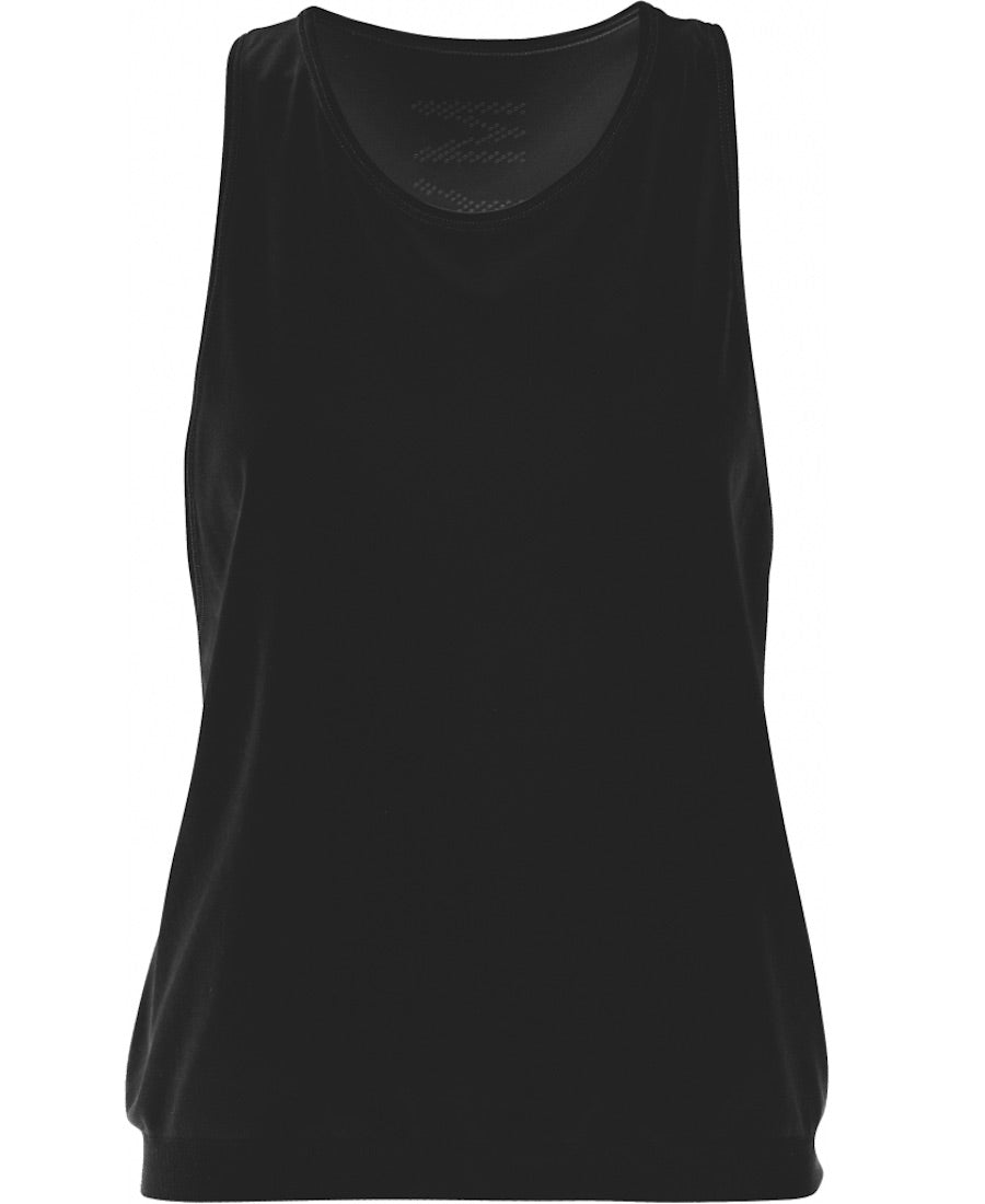 Front view of black tank top by Moonchild Yoga Wear