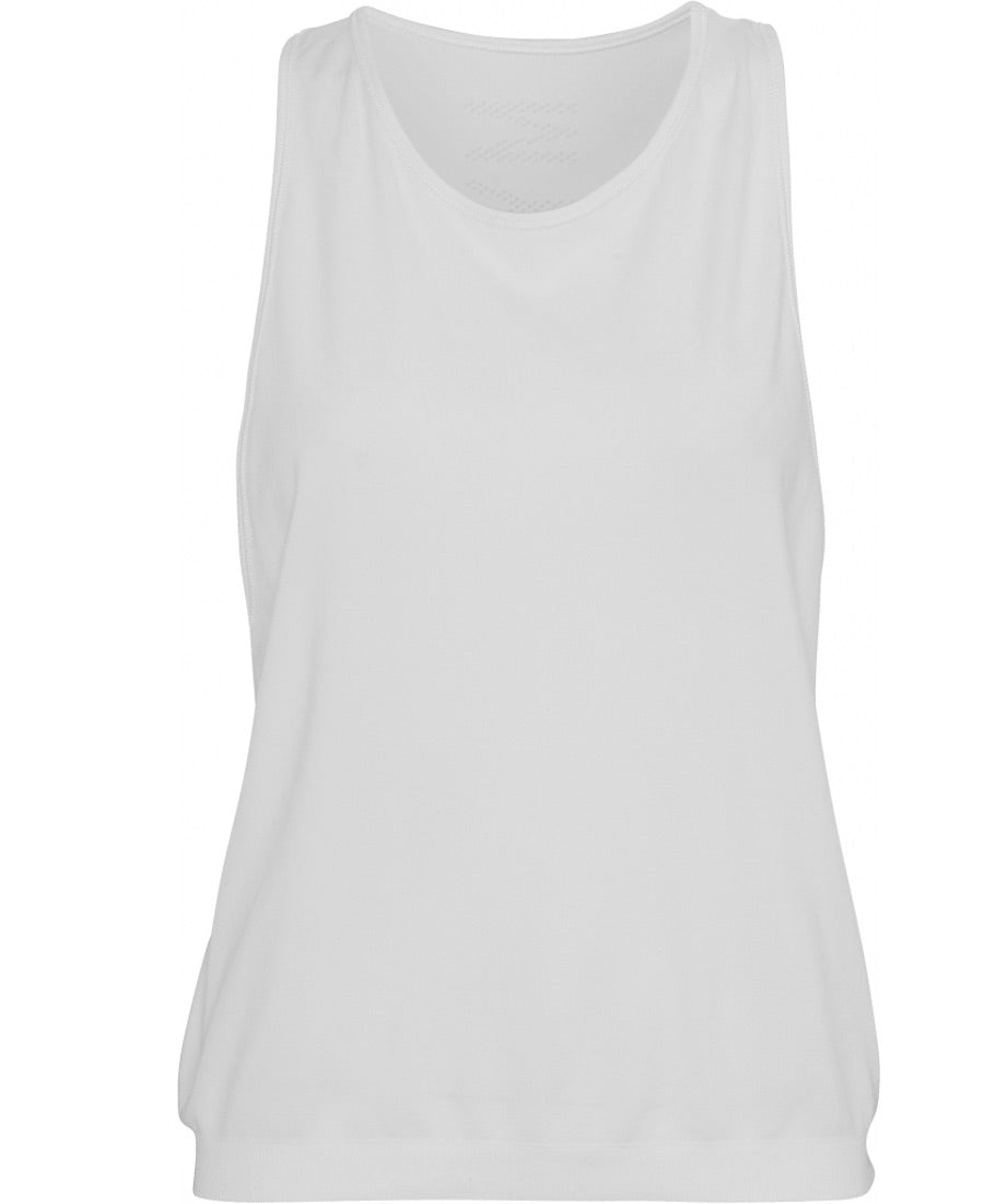 Front view of white tank top by Moonchild Yoga Wear