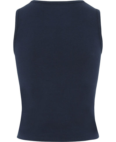 Navy draped tank by Moonchild for Aktiv  for pilates in organic cotton and modal back view
