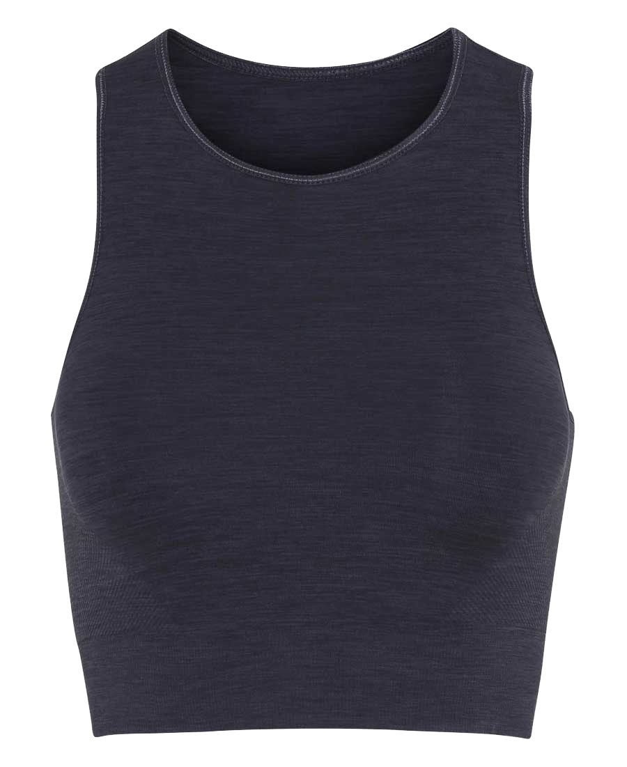seamless crop top in black onyx by moonchild yoga wear for aktiv scandinavian athleisure front view