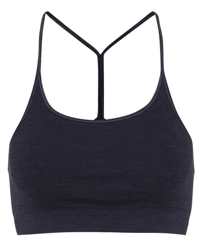 seamless zen bra top in onyx black by moonchild yoga wear for aktiv scandinavian athleisure front view