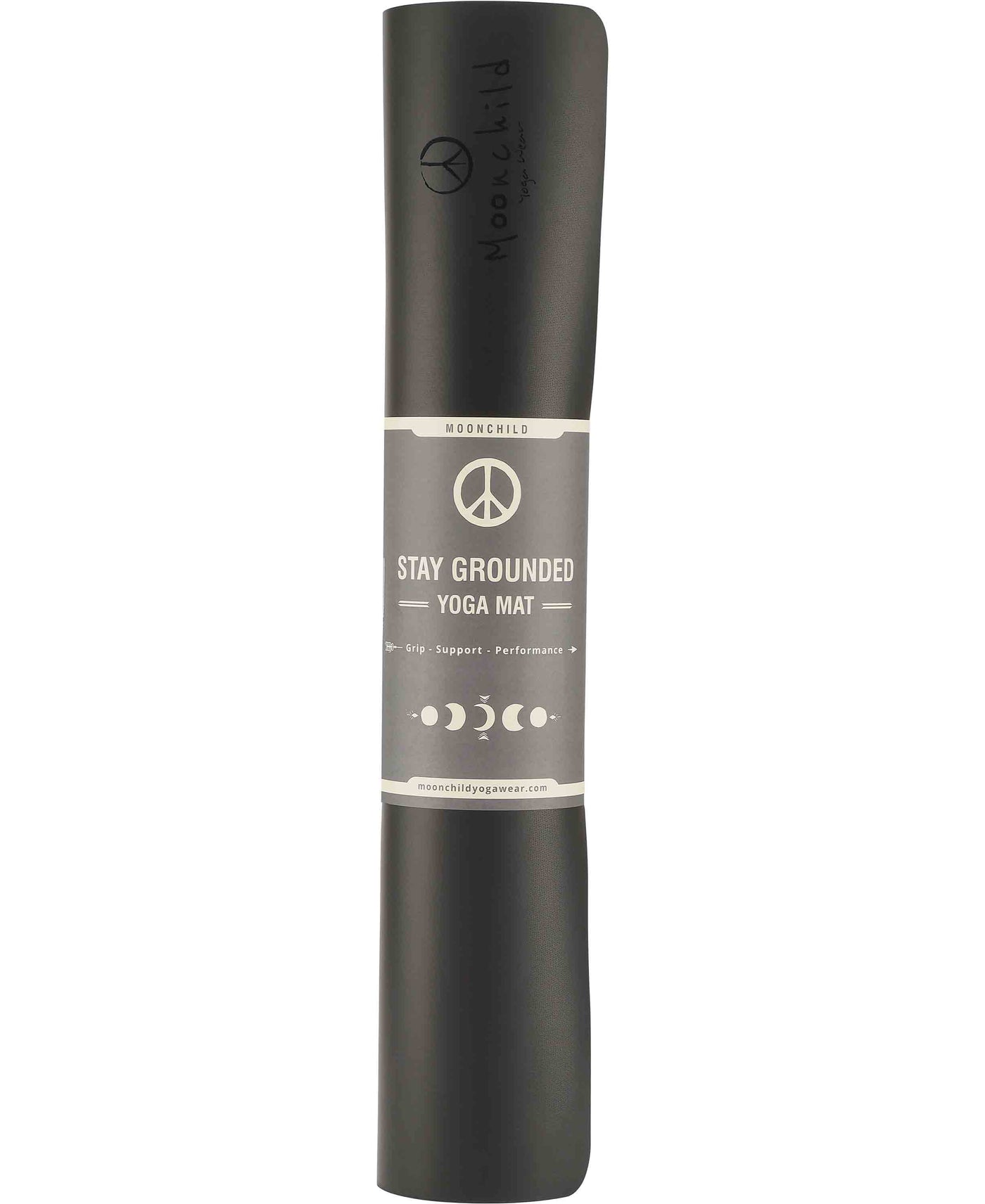 black stay grounded yoga mat by moonchild yoga wear for aktiv scandinavian athleisure rolled up view