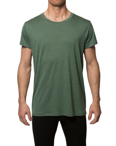 Man wearing a green T-Shirt.