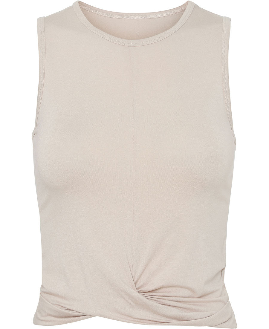 Sand draped tank by Moonchild for Aktiv for pilates in organic cotton and modal front view