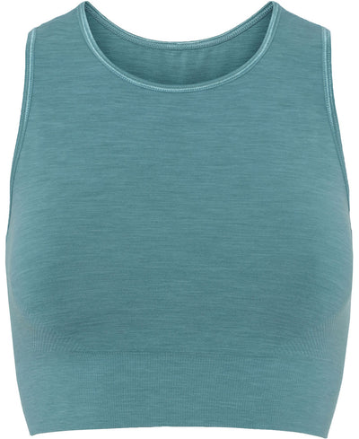 seamless crop top in Brittney Turquoise by moonchild yoga wear for aktiv scandinavian athleisure front view