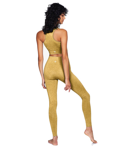 Dandelion yellow seamless leggings and crop top rear view