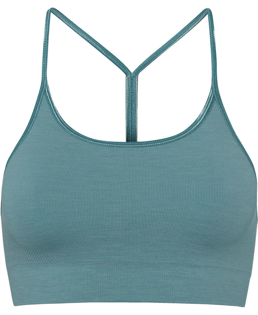 seamless zen bra top in Brittney blue by moonchild yoga wear for aktiv scandinavian athleisure front view