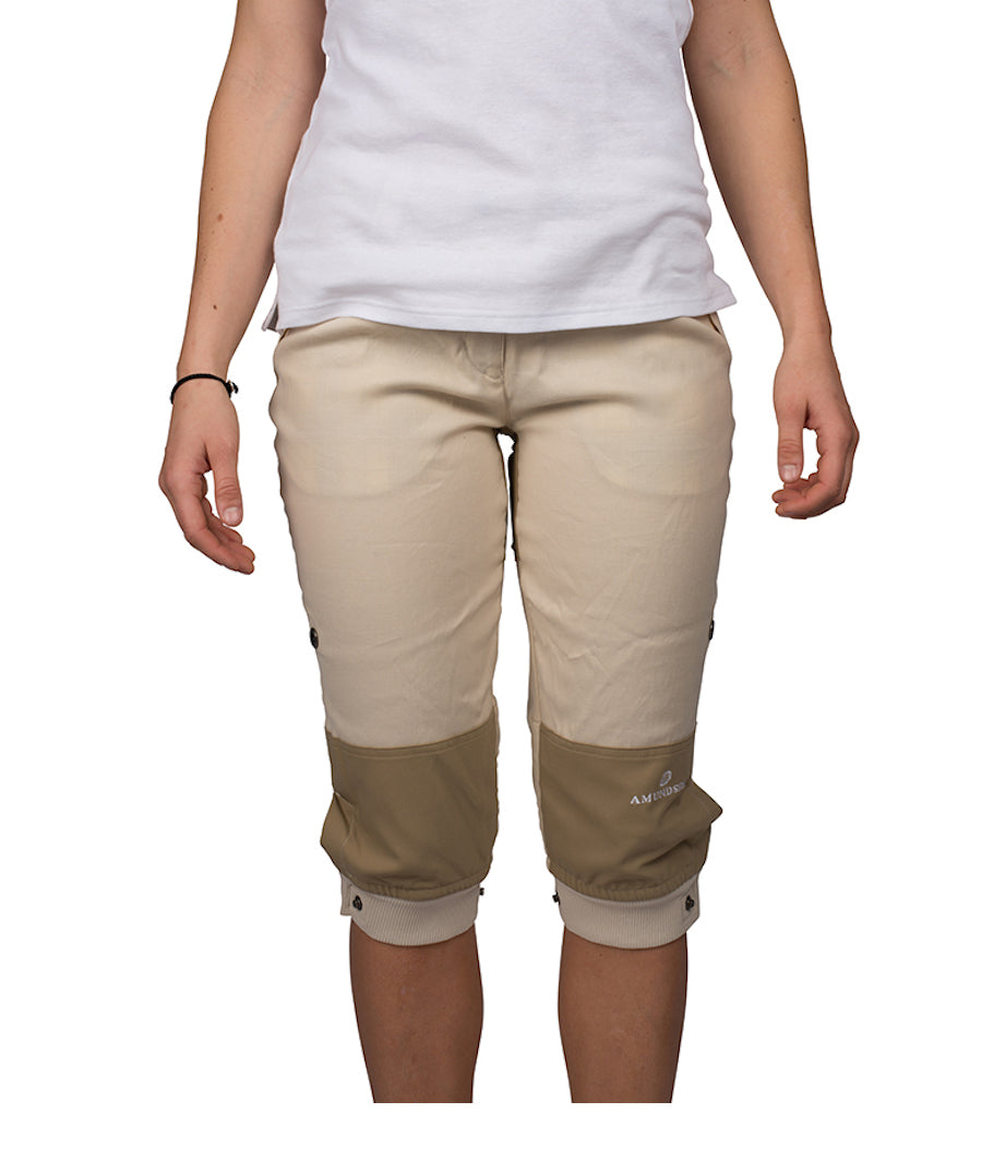Women's Vagabond Knickerbockers in Desert Sand by Amundsen Sports for Aktiv perfect for hiking in warmer weather on Model
