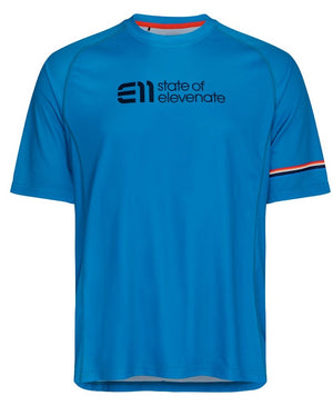 Front view of Allmountain short sleeve T-shirt in blue.