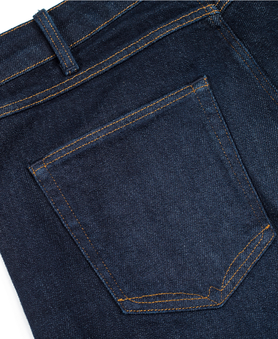 Bjork Indigo Implode back pocket view skinny denim jeans by Redew for Aktiv Scandinavian style womens or unisex