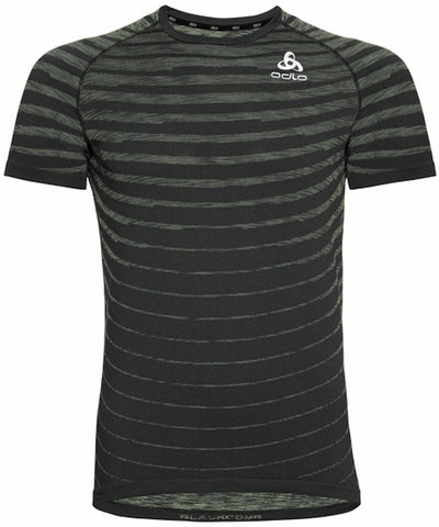 Black striped running shirt for men by Odlo
