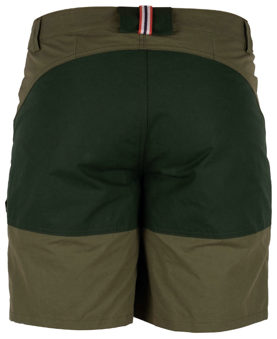 Back view of 9incher cargo shorts in green.