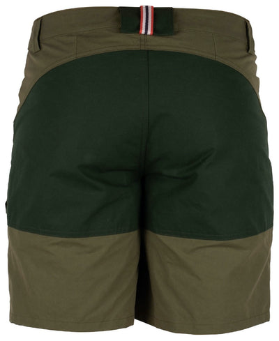 Back view of 9incher cargo shorts in green.