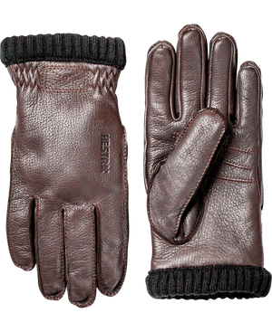 hestra deerskin primaloft rib gloves in dark brown available at aktiv