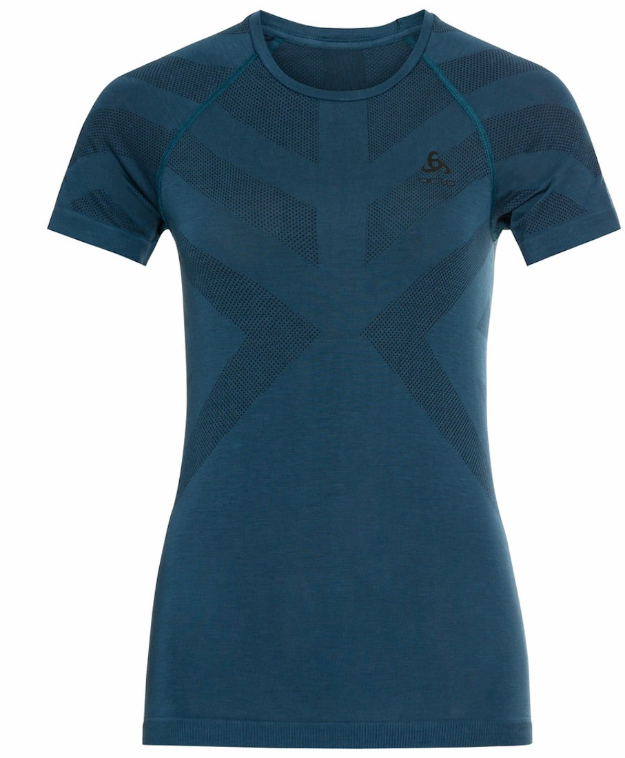 Front view of Kinship Light short sleeve T-shirt in blue.