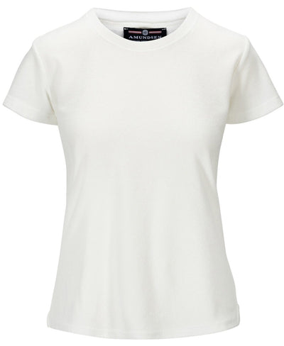 Front view of Odd Terry, terry cloth short sleeve T-shirt in white.