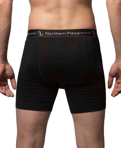 organic wool & silk boxers mens by northern playground for aktiv scandinavian outdoor wear back view