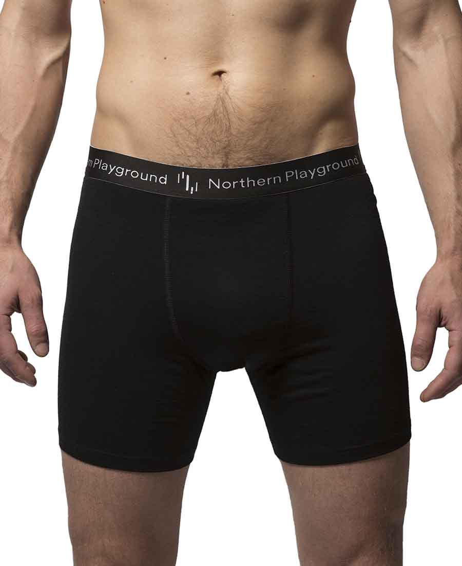 organic wool & silk boxers mens by northern playground for aktiv scandinavian outdoor wear front view