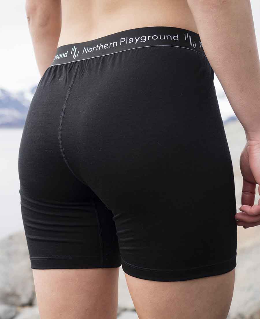 model wearing organic wool & silk boxers mens by northern playground for aktiv scandinavian outdoor wear